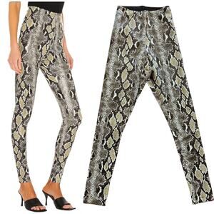 COMMANDO Faux Leather Leggings 4-way Stretch Animal Print Olive Snake Small NWT
